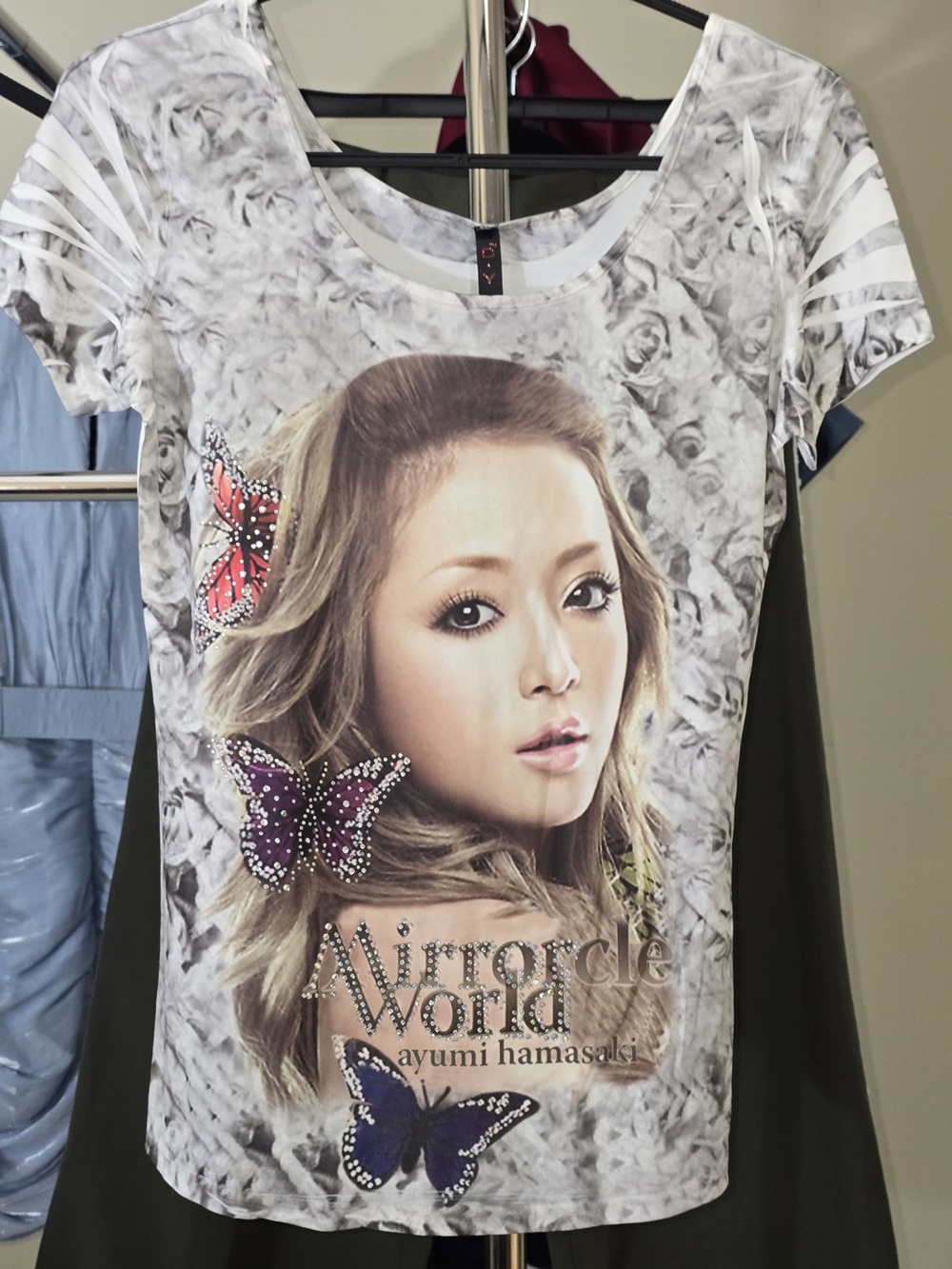 Ayumi Hamasaki Y2K Mirrorcle World Rhinestone Graphic Top XL